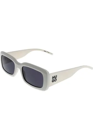 HUGO BOSS Unisex, Accessoires, Blanc, Taille: ONE Size Lunettes de Soleil Blanches Rectangulaires avec Protection UV