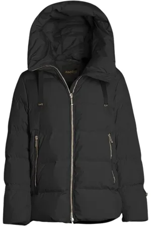 MOORER Femme, Vestes, Noir, Taille: 34 FR Peacoat Imperméable avec Look Soyeux