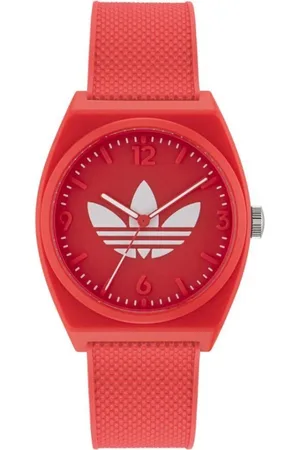 adidas Unisex, Accessoires, Rouge, Taille: ONE Size Montre Analogique en Silicone Rouge avec Quartz