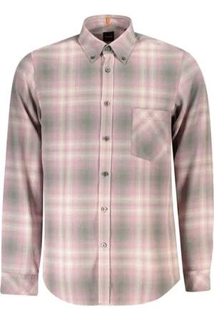 HUGO BOSS Homme, Chemises, Multicolore, Taille: M Chemise en coton à manches longues avec col boutonné