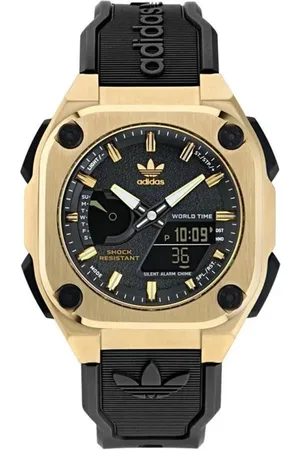 adidas Homme, Accessoires, Noir, Taille: ONE Size Montre Quartz Analogique/Numérique Dorée