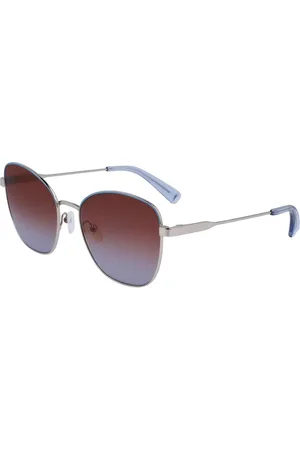 Longchamp Femme, Accessoires, Gris, Taille: ONE Size Lunettes de Soleil en Métal Gris avec Protection de Catégorie 2