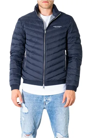 Armani Exchange Homme, Vestes, Bleu, Taille: XL Blazer Homme Bleu avec Fermeture Éclair