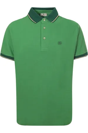Etro Homme, Tops, Vert, Taille: XL Polo Vert Couleur Unie Coton