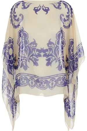 Etro Femme, Vestes, Multicolore, Taille: ONE Size Manteau Bleu en Soie avec Paisley Femme