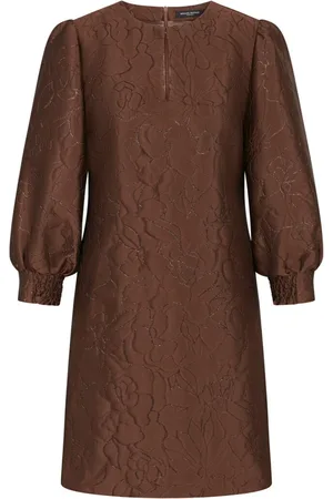 Bruuns Bazaar Femme, Robes, Brun, Taille: 36 FR Robe brune à manches bouffantes et détails scintillants