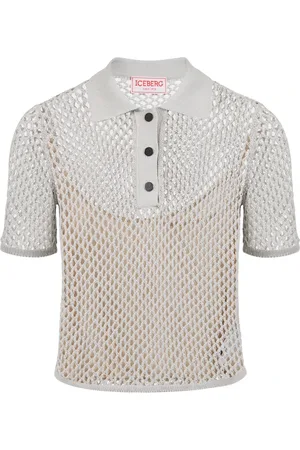 Iceberg Femme, Tops, Gris, Taille: 38 FR Polo de sport en tricot ajouré gris clair