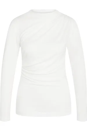 Bruuns Bazaar Femme, Tops, Blanc, Taille: 42 FR Chemise drapée