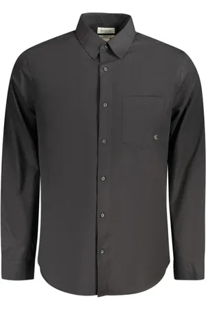 Calvin Klein Homme, Chemises, Noir, Taille: S Chemise noire en coton avec col italien