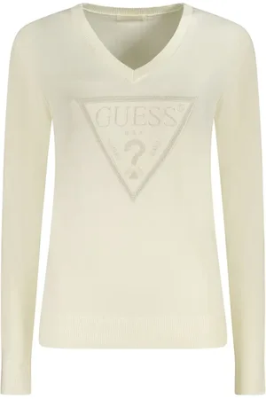 Guess Femme, Pulls, Blanc, Taille: 40 FR Pull en Viscose Blanc avec Logo