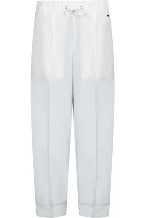 HERNO Femme, Pantalons, Blanc, Taille: 34 FR Pantalon Blanc en Taffetas Coupe Carotte
