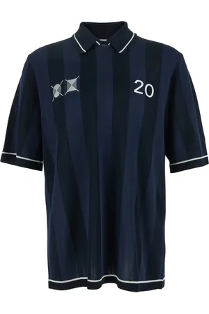 Jacquemus Homme, Tops, Bleu, Taille: M Polo Bleu avec Motif Rayé