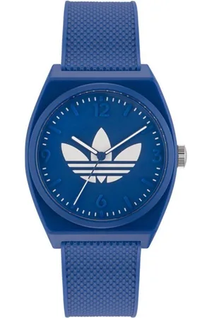 adidas Unisex, Accessoires, Bleu, Taille: ONE Size Montre Analogique en Silicone Bleu avec Boîtier en Résine