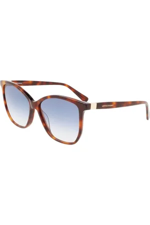 Longchamp Femme, Accessoires, Brun, Taille: ONE Size Lunettes de Soleil en Acétate Marron avec Verres Bleus