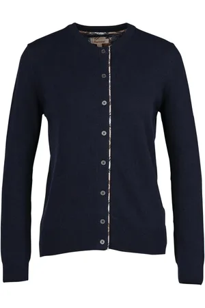 Barbour Femme, Pulls, Bleu, Taille: 42 FR Cardigan Femme en Laine et Coton Mélangés avec Détails Tartan
