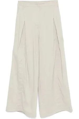 Low Classic Femme, Pantalons, Blanc, Taille: 40 FR Pantalon Large en Lin Tuck