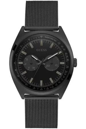 Guess Homme, Accessoires, Noir, Taille: ONE Size Montre Analogique en Acier Inoxydable Noir à Quartz