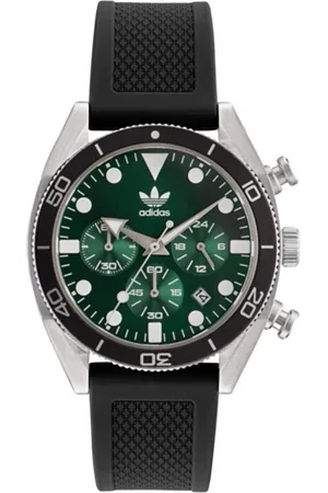 adidas Homme, Accessoires, Noir, Taille: ONE Size Chronographe Montre en Silicone avec Boîtier en Acier Inoxydable
