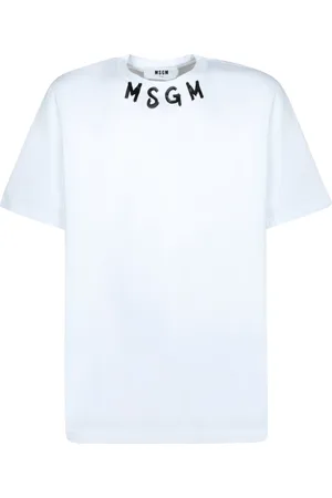 Msgm Homme, Tops, Blanc, Taille: L T-shirt Noir avec Logo, Manches Courtes