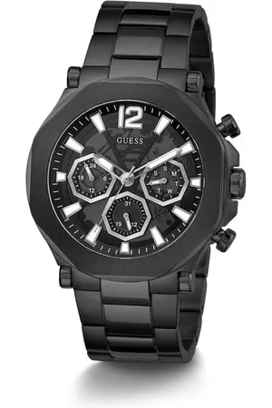 Guess Homme, Accessoires, Noir, Taille: ONE Size Montre Analogique en Acier Inoxydable Noir à Quartz