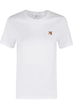 Maison Kitsuné Femme, Tops, Blanc, Taille: 42 FR T-shirt avec patch Fox Head