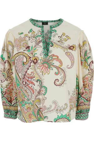Etro Femme, Blouses et Chemises, Multicolore, Taille: 36 FR Chemisier à col en V à imprimé floral multicolore coton