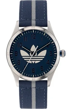 adidas Homme, Accessoires, Bleu, Taille: ONE Size Montre Analogique en Tissu Bleu Acier Inoxydable