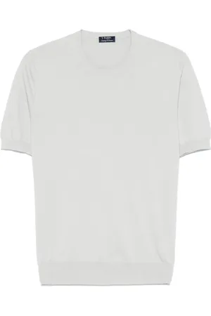 BARBA Homme, Tops, Gris, Taille: L T-shirt Tricoté Gris Élégant et