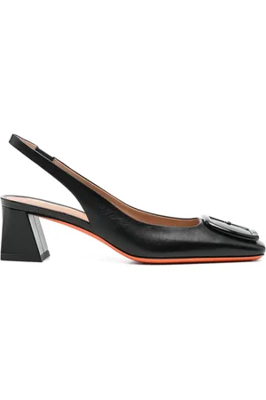 santoni Femme, Chaussures, Noir, Taille: 41 EU Chaussures noires élastiques à bride arrière et bout carré