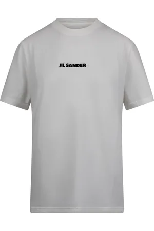Jil Sander Femme, Tops, Blanc, Taille: 38 FR T-shirt en coton avec logo imprimé