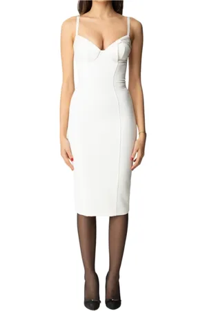 Elisabetta Franchi Femme, Robes, Blanc, Taille: 38 FR Élégant mélange de polyester et élasthanne