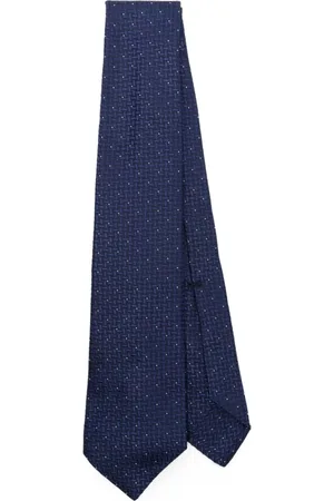 BARBA Homme, Accessoires, Bleu, Taille: ONE Size Cravate en Soie Bleue avec Motif Diamant