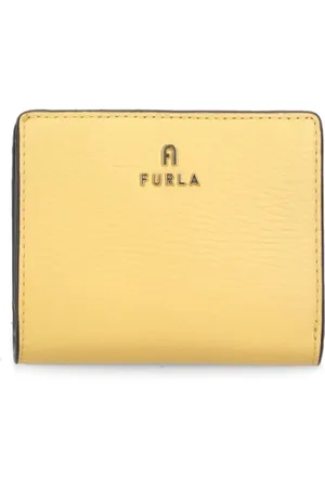Furla Femme, Accessoires, Jaune, Taille: ONE Size Portefeuille Jaune en Cuir avec Fermeture à Bouton