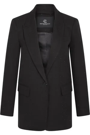 Bruuns Bazaar Femme, Vestes, Noir, Taille: 38 FR Blazer noir col V et poches à rabat