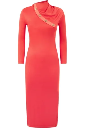 Elisabetta Franchi Femme, Robes, Rouge, Taille: 38 FR Robe Rouge à Manches Longues Une Épaule