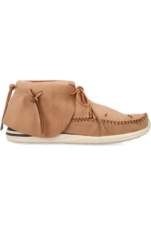 VISVIM Homme, Chaussures, Brun, Taille: 45 EU Baskets Marron Clair Cuir Cousu Main Liège