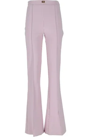Elisabetta Franchi Femme, Pantalons, Violet, Taille: 42 FR Pantalon Évasé en Crêpe Stretch avec Logo