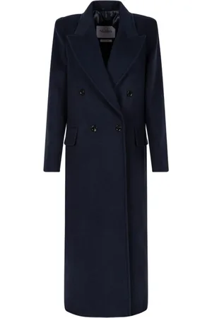 Max Mara Femme, Manteaux, Bleu, Taille: 38 FR Manteau Long en Laine et Cachemire Bleu Nuit