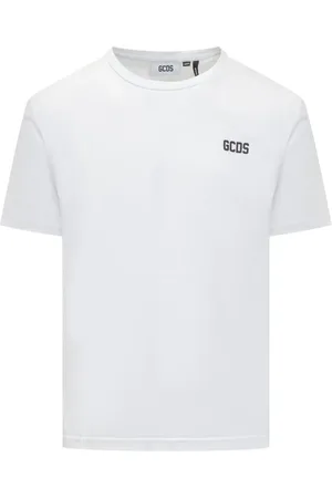 GCDS Homme, Tops, Blanc, Taille: L T-shirt Blanc Unisexe Logo Devant Derrière