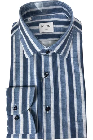 fakts Homme, Chemises, Bleu, Taille: L Chemise Slim Fit à Rayures Bleues