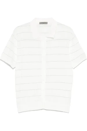 corneliani Homme, Pulls, Blanc, Taille: M Pull Blanc en Tricot avec Motif Rayé