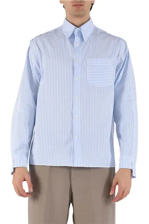 COSTUMEIN Homme, Chemises, Bleu, Taille: L Chemise en coton à rayures à coupe décontractée