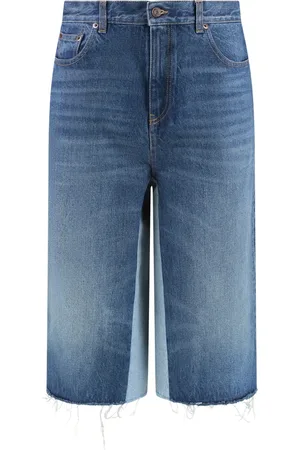 Chloé Femme, Shorts, Bleu, Taille: 38 FR Shorts Bermuda en Denim avec Détails Métalliques