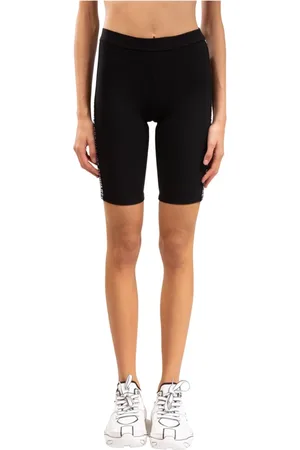 Dsquared2 Femme, Sport, Noir, Taille: 42 FR Shorts Cycliste avec Bandes Logo