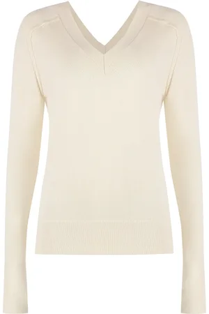 Calvin Klein Femme, Pulls, , Taille: 38 FR Pull en laine à col en V côtelé