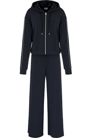 EA7 Femme, Sport, Noir, Taille: 40 FR Ensemble de sport noir avec ornements en strass