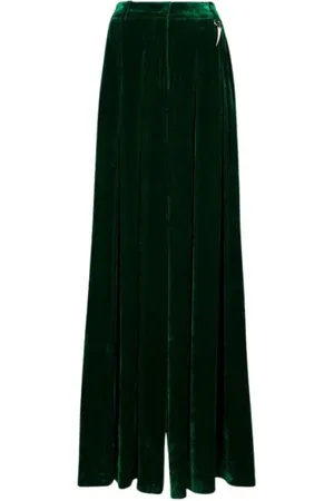 Roberto Cavalli Femme, Pantalons, Vert, Taille: 36 FR Pantalon Évasé en Velours avec Dent de Tigre