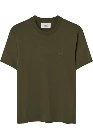Ami Homme, Tops, Vert, Taille: S T-shirt en Coton Bio avec Cœur