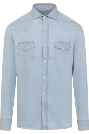 Brunello Cucinelli Homme, Chemises, Bleu, Taille: L Chemise Bleue pour Homme Ss25