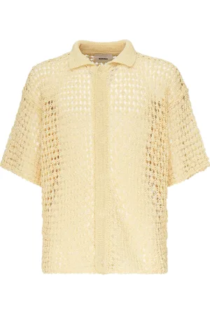 BONSAI Homme, Chemises, Jaune, Taille: S Chemise Jaune en Coton avec Ourlet Côtelé